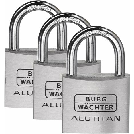 BURG-WÄCHTER TRIO 770 40 SB - SET DI 3 LUCCHETTI CON 4 CHIAVE, SPESSORE ARCO 6,5 MM, SERRATURA IN ALLUMINIO MASSICCIO, INTERNO A