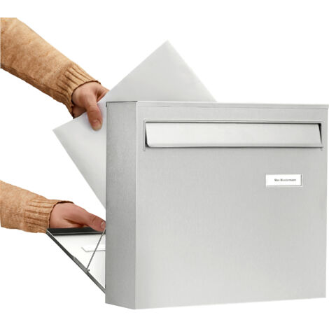 BURG Zaunbriefkasten BORKUM mit rückwärtiger Einwurfklappe, Edelstahl rostfrei