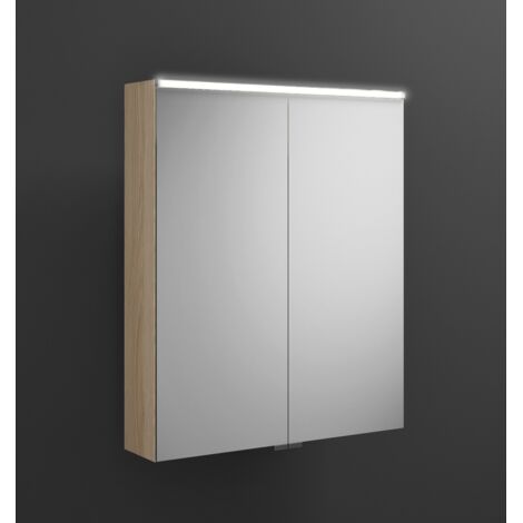 burgbad Eqio armario con espejos con luz LED superior, 2 puertas,