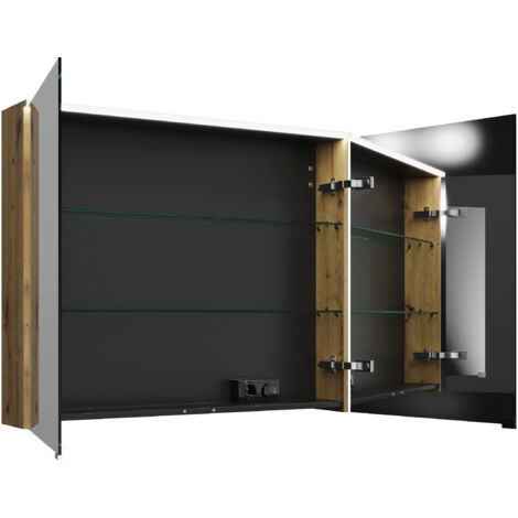 burgbad Eqio armario con espejos con luz LED superior, 2 puertas,