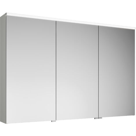 burgbad Eqio armario con espejos con luz LED superior, 3 puertas,