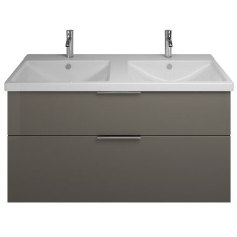 burgbad Eqio double lavabo en céramique y compris meuble
