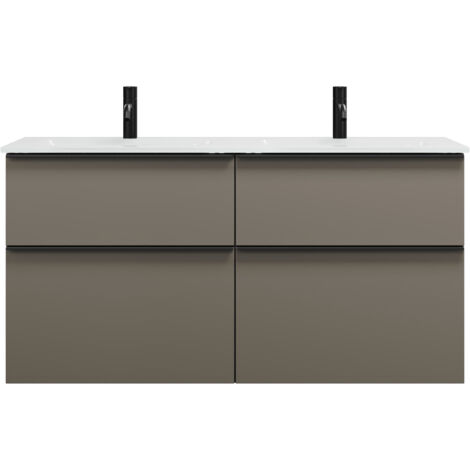 burgbad Eqio double lavabo en verre avec meuble sous-lavabo,