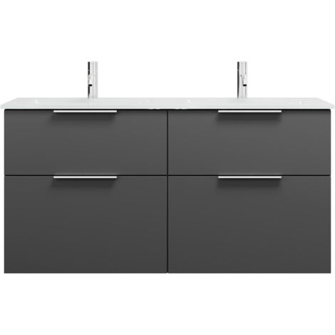 burgbad Eqio double lavabo en verre avec meuble sous-lavabo,