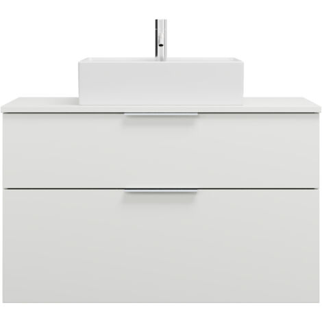 burgbad Eqio lavabo à poser en céramique, carré, au centre,