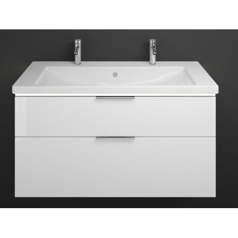 burgbad Eqio lavabo en céramique avec 2 trous pour robinetterie,