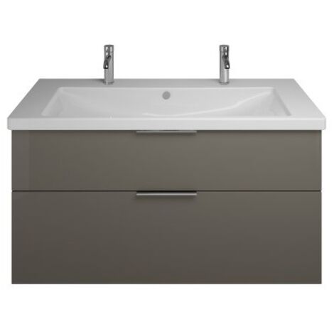 burgbad Eqio lavabo en céramique avec 2 trous pour robinetterie,