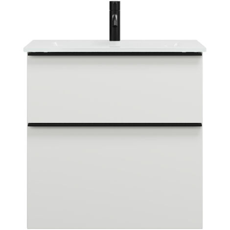 burgbad Eqio lavabo en verre avec meuble sous-lavabo, largeur