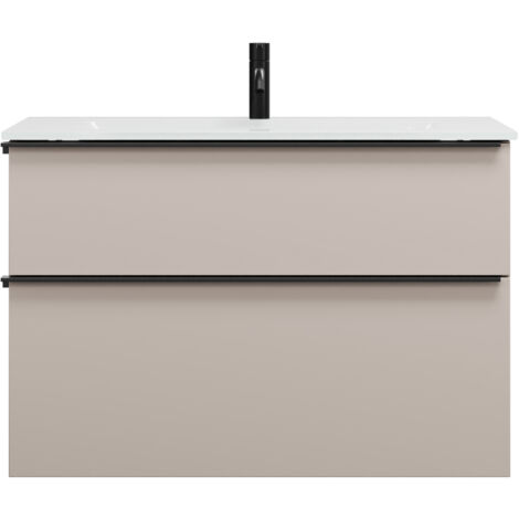 burgbad Eqio lavabo en verre avec meuble sous-lavabo, largeur