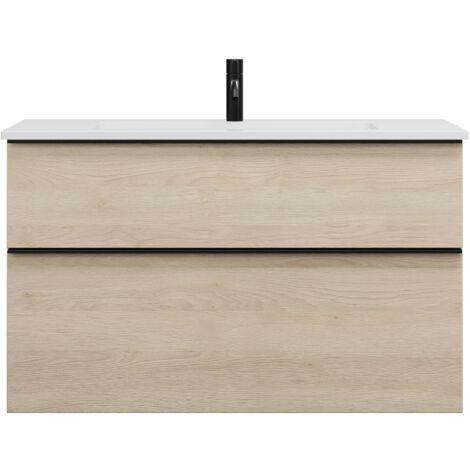 burgbad Eqio lavabo mineral de fundición con mueble bajo para