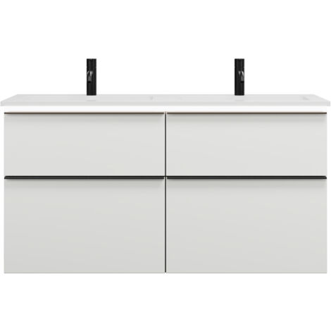 burgbad Eqio mueble bajo para lavabo doble con iluminación LED,