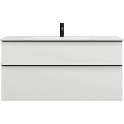 burgbad Eqio Slim lavabo en céramique avec meuble sous-lavabo,