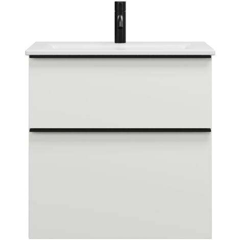 burgbad Eqio Slim lavabo en céramique avec meuble sous-lavabo,