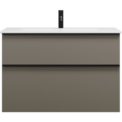 burgbad Eqio Slim lavabo en céramique avec meuble sous-lavabo,