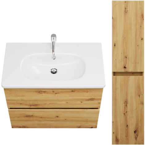 BURGBAD Joline Mueble lavabo 80 cm roble + columna