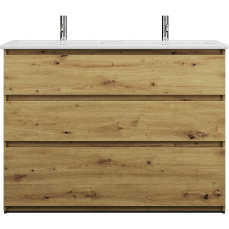 burgbad Lin20 double lavabo en céramique Blanc brillant avec