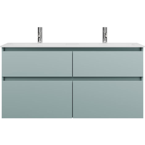 burgbad Lin20 double lavabo en fonte minérale blanc brillant avec