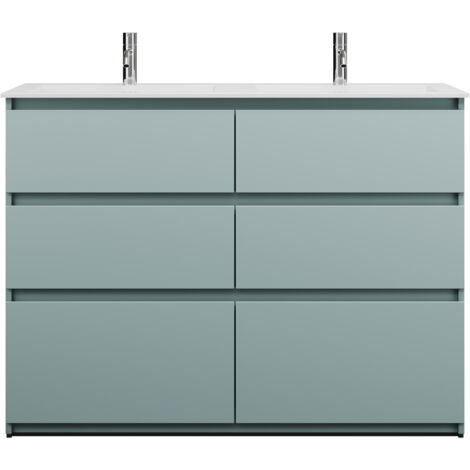 burgbad Lin20 double lavabo en fonte minérale blanc mat avec