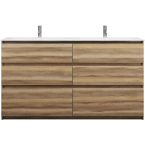 burgbad Lin20 Lavabo bajo para lavabo doble blanco brillante con