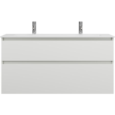 burgbad Lin20 Lavabo bajo para lavabos blanco mate con 2 agujeros