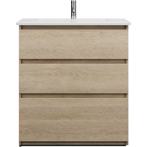 burgbad Lin20 lavabo en céramique blanc brillant avec meuble
