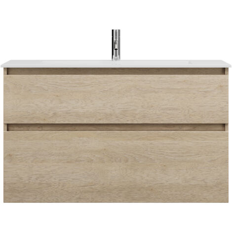 burgbad Lin20 lavabo en fonte minérale blanc brillant avec meuble