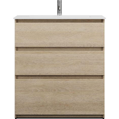 burgbad Lin20 lavabo en fonte minérale blanc brillant avec meuble