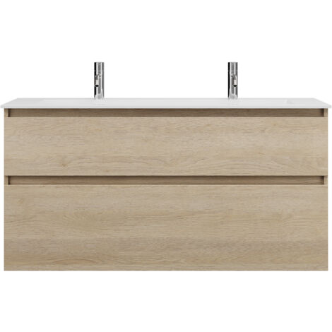 burgbad Lin20 lavabo en fonte minérale blanc mat avec 2 trous