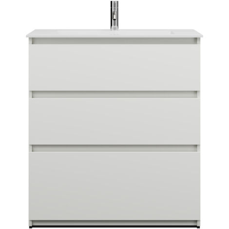 burgbad Lin20 lavabo en fonte minérale blanc mat avec meuble