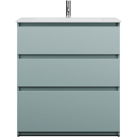 burgbad Lin20 lavabo en fonte minérale blanc mat avec meuble