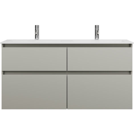 burgbad Lin20 Mineralguss-Doppelwaschtisch Weiß Matt inklusive