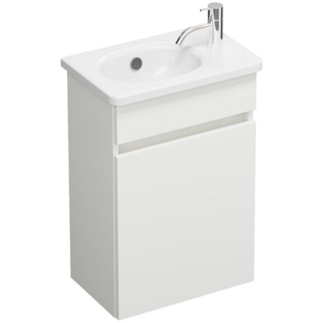 Burgbad – Meuble lave-mains 640x420x270mm avec 1 porte réversible – Finition blanc mat – Matériaux résistants à l'humidité – Prêt à poser