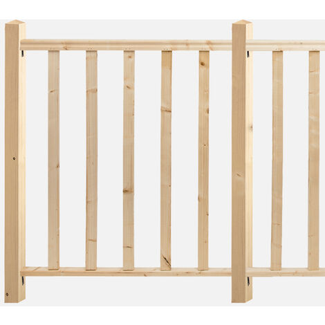 Burger – Kit de remplissage garde-corps 2m en bois sapin – Installation facile – Éléments recoupables – Pour entraxe poteau 1000mm max