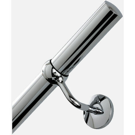 Burger – Kit main courante en inox chromé 2m – Fixation murale – Ø40mm pour escaliers et couloirs – Accessoires non fournis