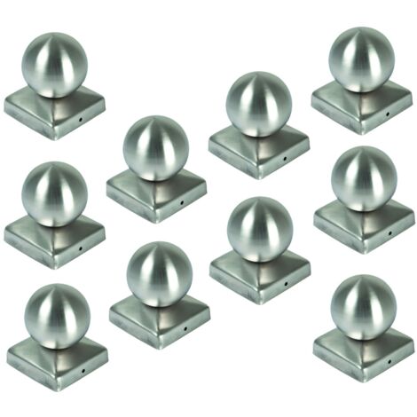 BURI 10x Edelstahl Pfostenkappe Kugel 90 x 90 mm Zaunkappe Zierkappe Pfahl Abdeckung Pfostenabdeckung Pfostenkugel Kugelkappe Gartenzaun wetterfest modern