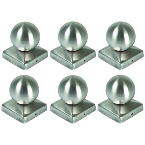 BURI 6x Edelstahl Pfostenkappe Kugel 90 x 90 mm Zaunkappe Zierkappe Pfahl Abdeckung Pfostenabdeckung Pfostenkugel Kugelkappe Gartenzaun wetterfest modern