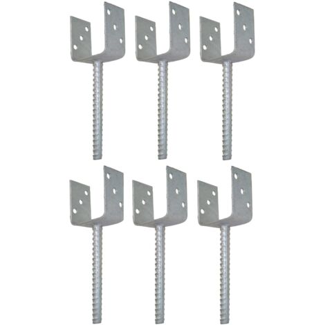 BURI 6x U Pfostenträger für Zaunpfosten 9x9cm zum Einbetonieren verzinkt Pfostenanker