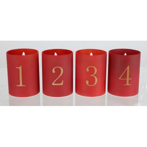 BURI Adventskerzen 4er Set LED Wachs Glas Lampen Lichter Beleuchtung Weihnachten
