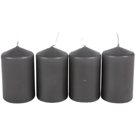 BURI Adventskranzkerzen grau 4er-Set Weihnachtskerze Stumpen Wachskerze 50x80mm