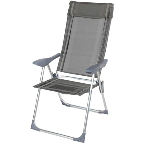 BURI Aluminium-Klappsessel Schwarz/Grau Garten Terrasse Balkon Belastbar bis 110kg