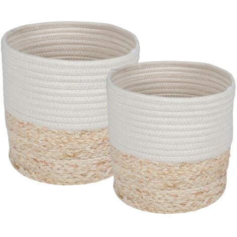 BURI Aufbewahrungskörbe 2er-Set rund Mais/Baumwolle Regalkorb Badzimmerkorb Dekokorb