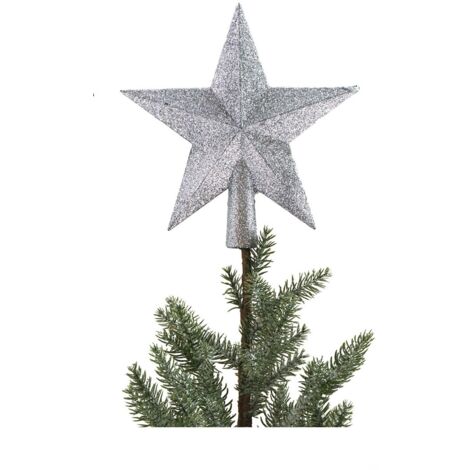 BURI Baumspitze Stern Christbaumspitze Tannenbaumspitze Baumschmuck Weihnachtsdeko - silber