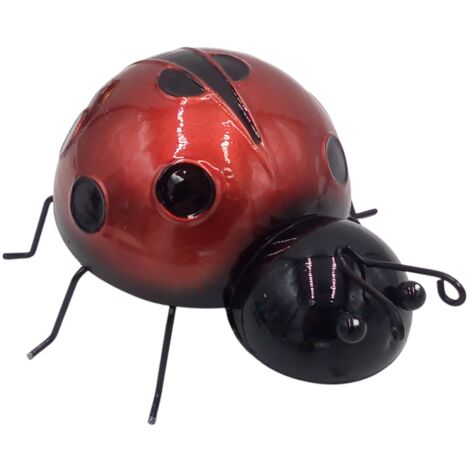 BURI Deko Marienkäfer aus Metall Dekofigur Gartendeko Gartenfigur Käfer 16,5x17,5cm - rot