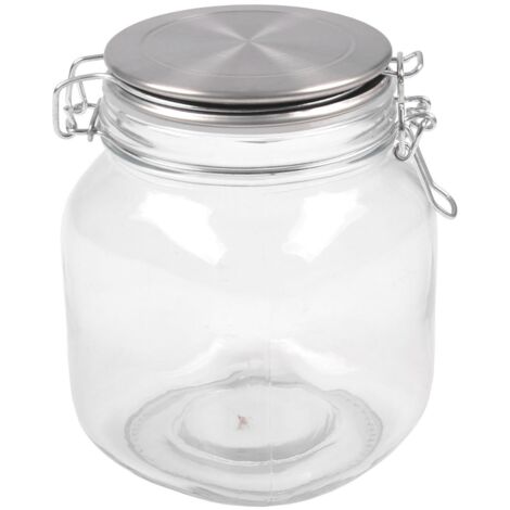 BURI Drahtbügelglas 1L mit Edelstahl-Deckel Vorratsglas Aufbewahrungsglas Vorratsdose