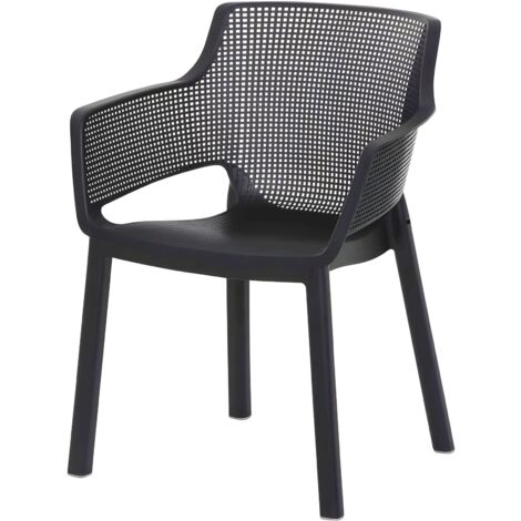 BURI Gartenstuhl Stapelstuhl "Easy" Bistrostuhl Terrassenstuhl - Stapelsessel 80cm Balkonstuhl Kunststoff graphit stapelbar Garten, Terrasse & Balkon