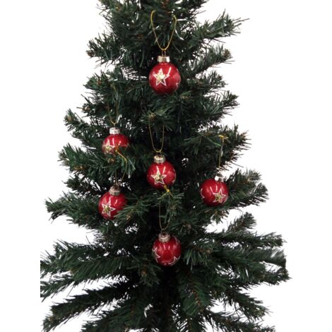 BURI Glas-Weihnachtsbaumkugeln 6er-Set Christbaumkugeln Weihnachtsschmuck Deko 4cm, Variante:rot/grün - rot / Stern