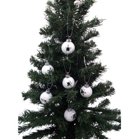 BURI Glas-Weihnachtsbaumkugeln 6er-Set Christbaumkugeln Weihnachtsschmuck Deko 4cm, Variante:rot/grün - weiß / Stern