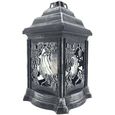 BURI Grablaterne mit Öllicht 26cm Grabschmuck Grabkerze Grablicht Friedhofskerze Deko - silber