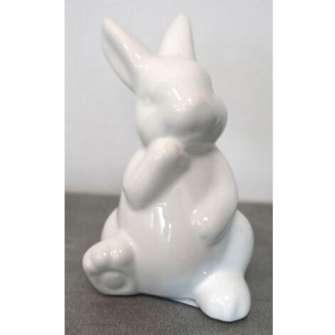 BURI Hase Weiß Glanz Keramik Figuren Innendekoration Haushalt Regal Tisch Ostern