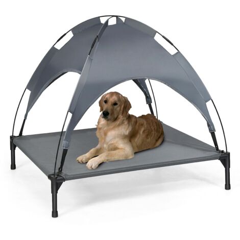BURI Hundeliege mit Sonnendach 105x86cm Hundebett Schlafplatz Outdoorliege Hundematte
